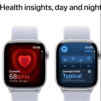 Apple Watch Series 10 [GPS 42mm case] Smartwatch with Silver Aluminium Case with Blue Cloud Sport Loop. Fitness Tracker, ECG App, Always-On Retina Display, Carbon Neutral